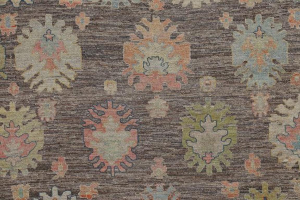 Afghanistan Rose Kollektion Over Size Teppich - Wolle Blau Braun - 90995 (Afghanisch) im Angebot