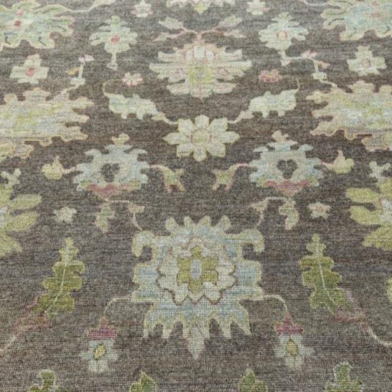 Afghanistan Rose Kollektion Over Size Teppich - Wolle Braun Elfenbein - 90807 (Stammeskunst) im Angebot