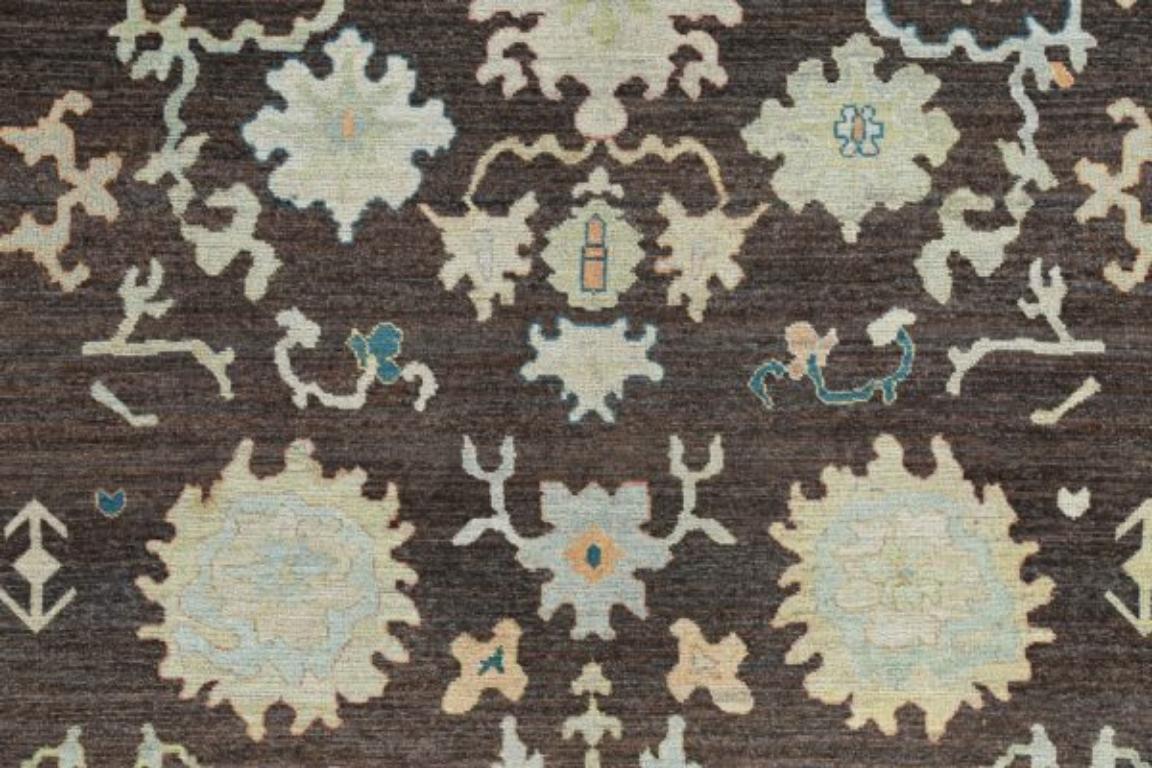 Afghanistan Rose Kollektion Over Size Teppich - Wolle Braun Elfenbein - 90828 (Afghanisch) im Angebot