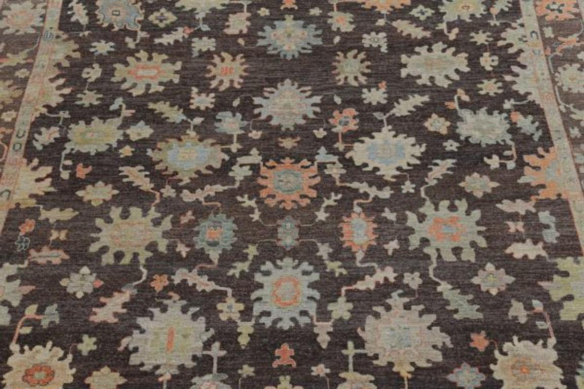 Afghanistan Rose Kollektion Over Size Teppich - Wolle Brown Pink - 91057 (Stammeskunst) im Angebot