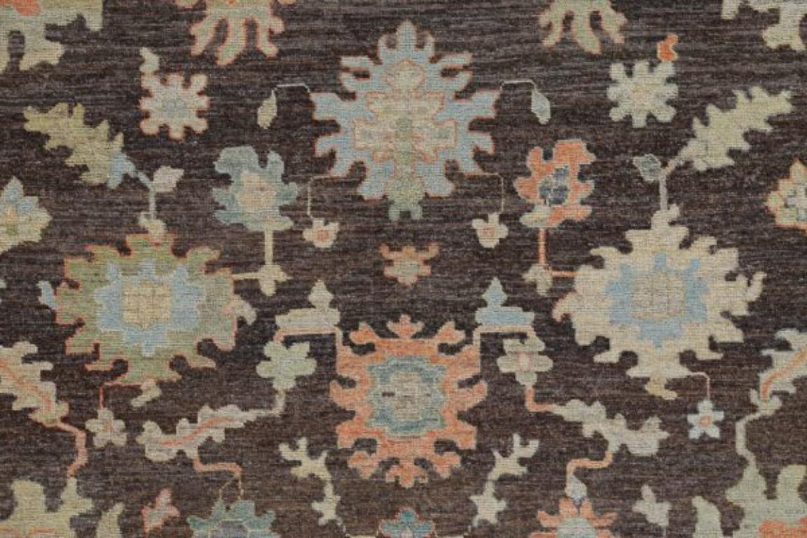 Afghanistan Rose Kollektion Over Size Teppich - Wolle Brown Pink - 91057 im Zustand „Hervorragend“ im Angebot in Dallas, TX