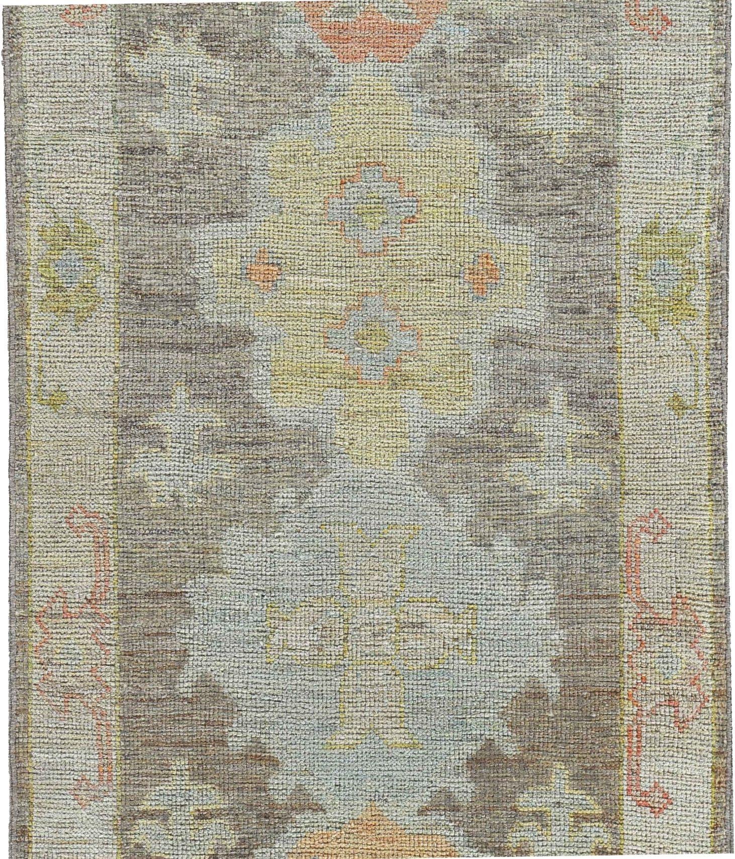 Afghanistan Rose Collection Runner Rug Circa 1990 - Wool Blue Brown Pink - 90858 In Excellent Condition For Sale In Dallas, TX