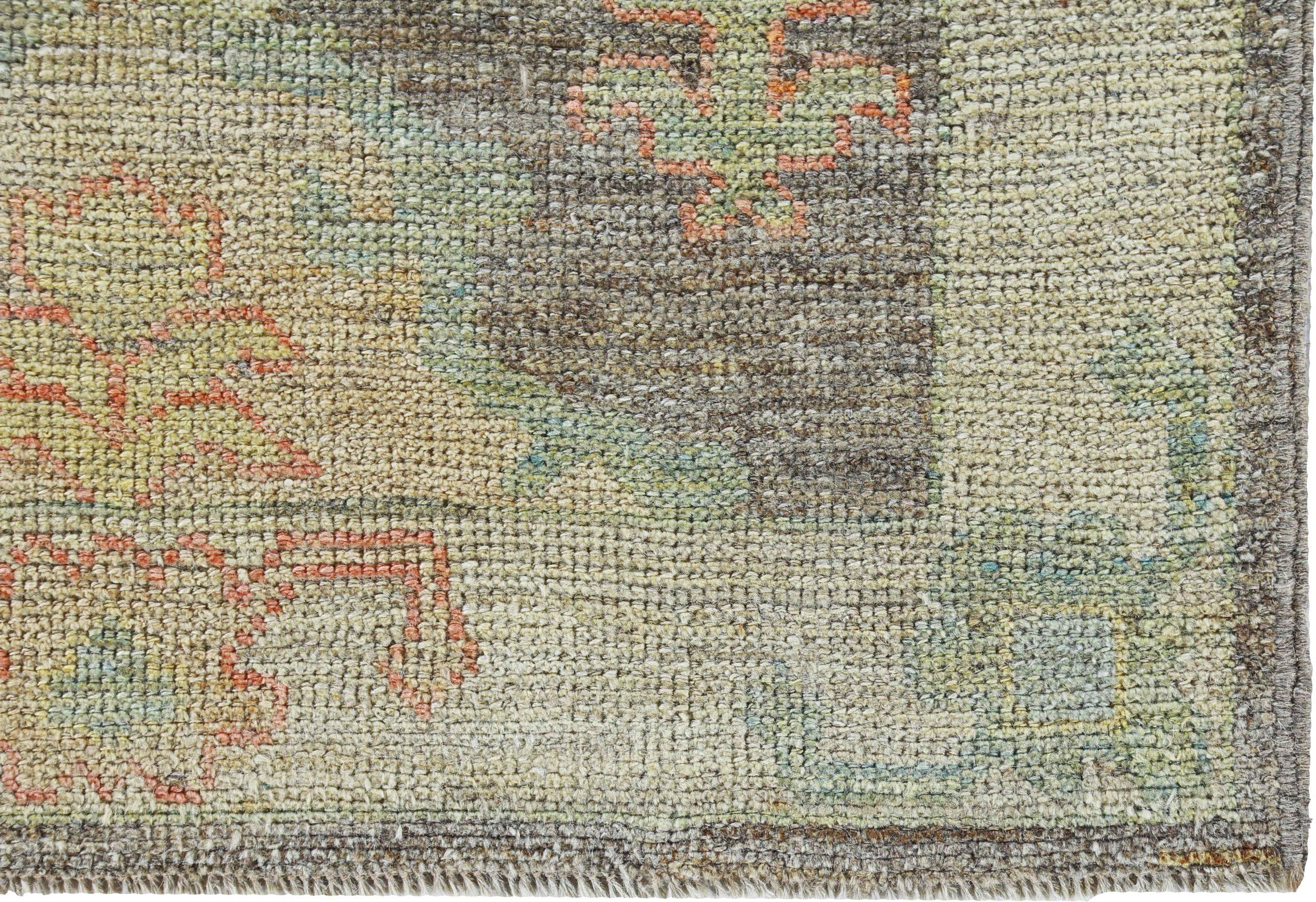 Afghanistan Rose Collection Runner Rug Circa 1990 - Wool Blue Brown Pink - 90858 For Sale 1