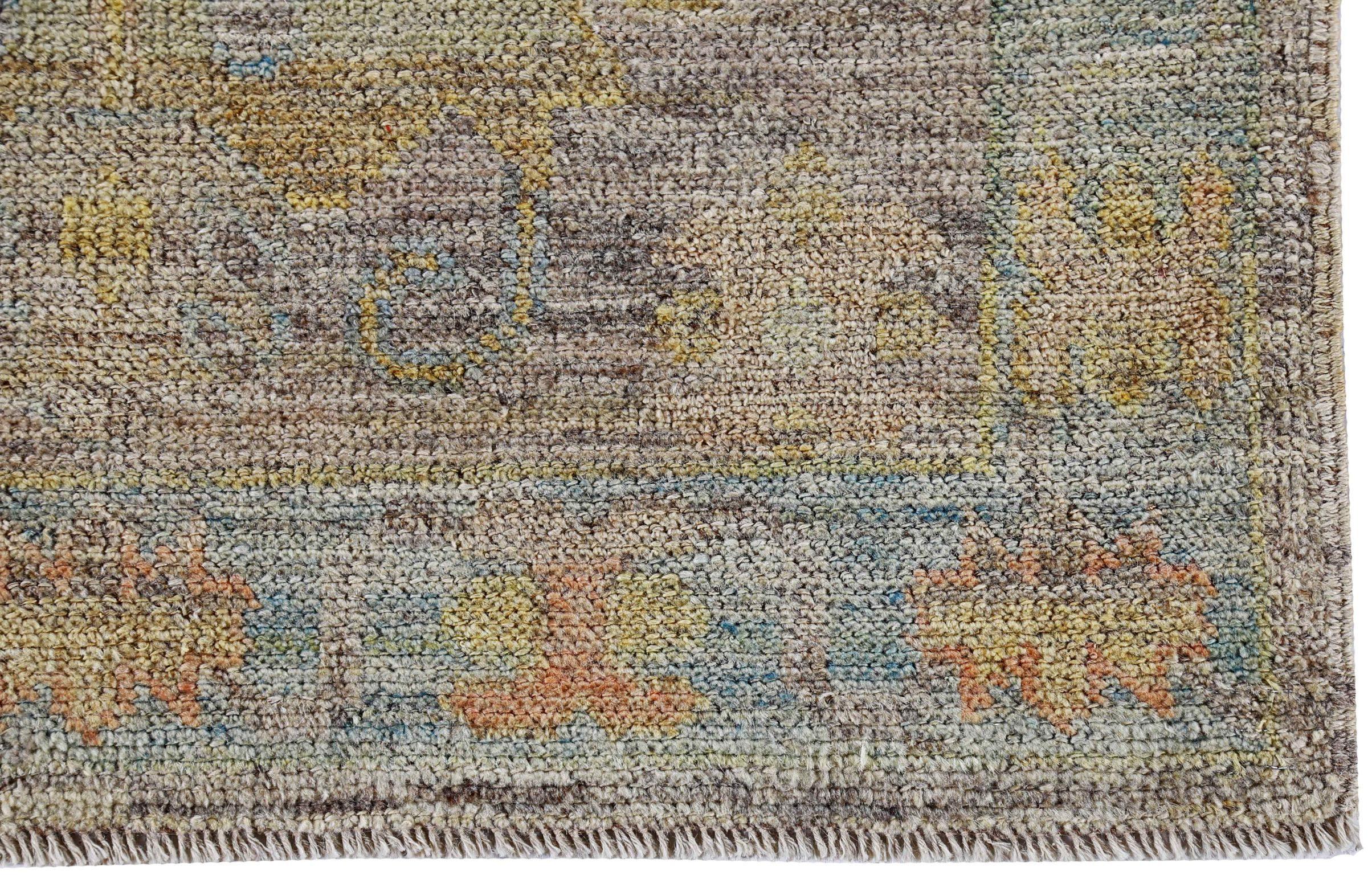 Afghanistan Rose Collection Läufer Teppich - Wolle Blau Brown - 90921 (Handgeknüpft) im Angebot