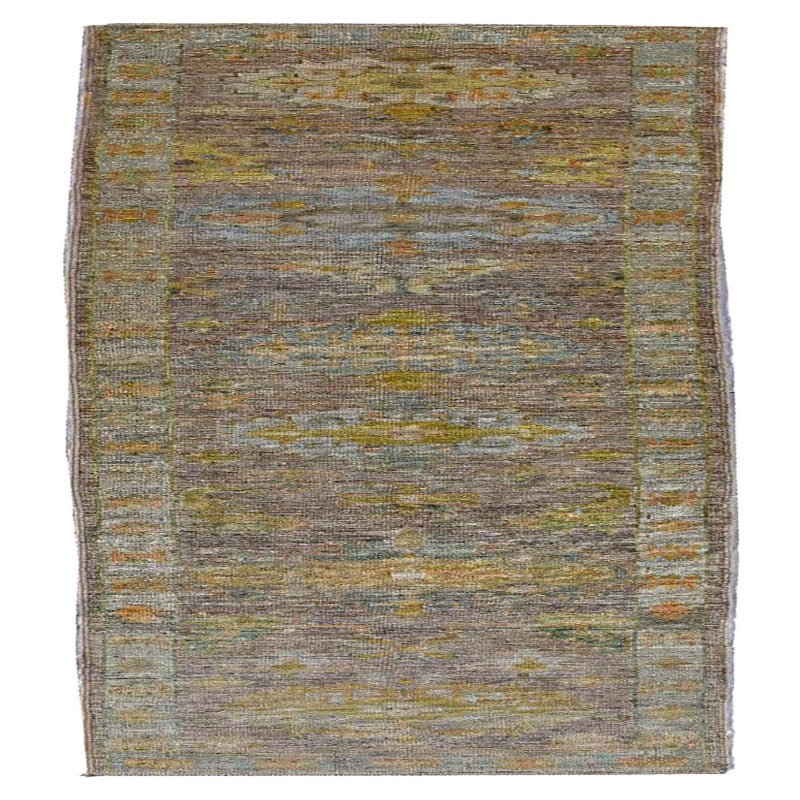 Afghanistan Rose Collection Läufer Teppich - Wolle Blau Brown - 90921