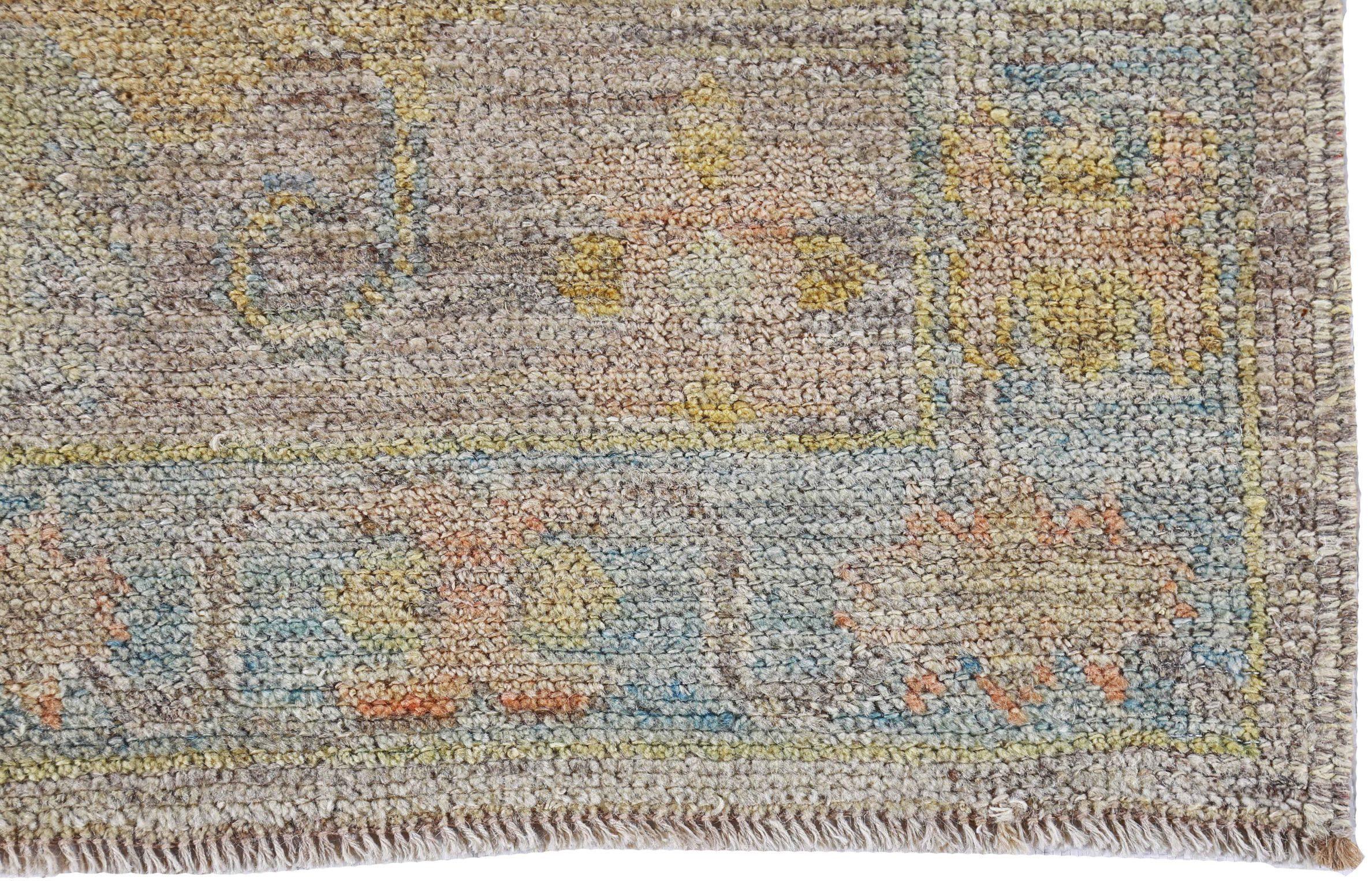Afghanistan Rose Collection Läufer Teppich - Wolle Blau Braun - 90923 im Zustand „Hervorragend“ im Angebot in Dallas, TX