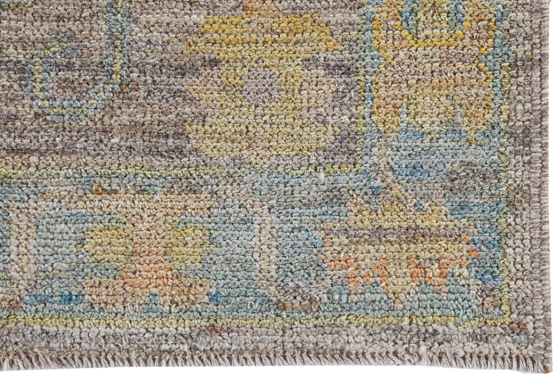 Afghanistan Rose Collection Läufer Teppich - Wolle Blau Brown - 90924 im Zustand „Hervorragend“ im Angebot in Dallas, TX