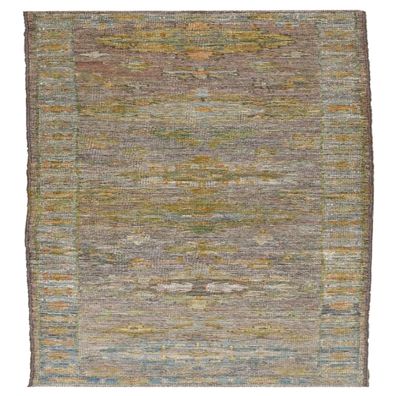 Afghanistan Rose Collection Läufer Teppich - Wolle Blau Brown - 90926
