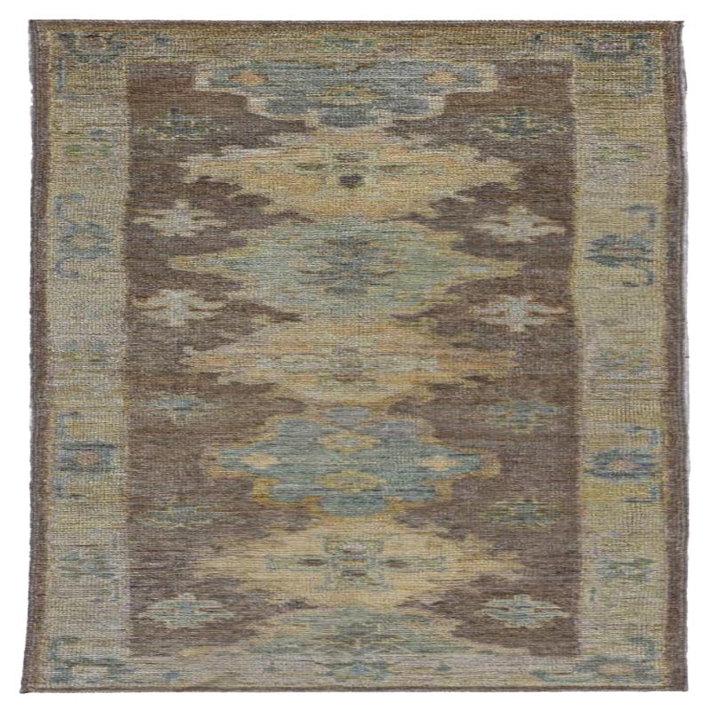 Afghanistan Rose Collection Läufer Teppich - Wolle Blau Braun - 90950