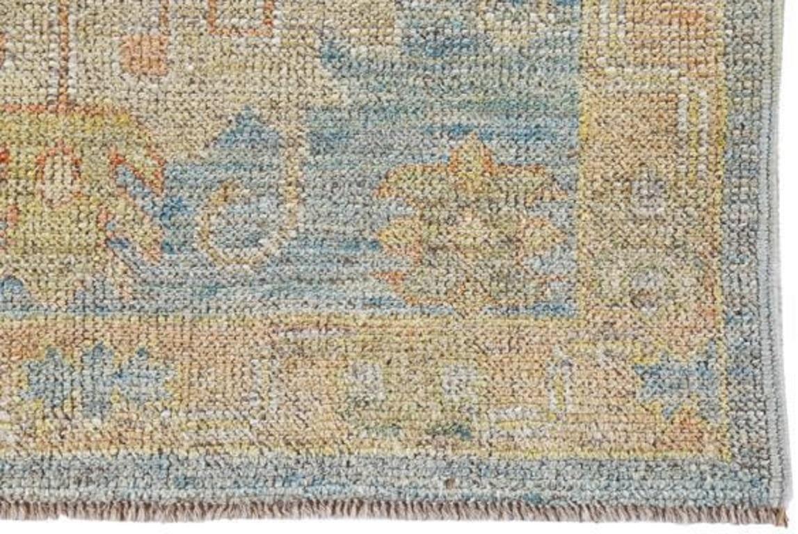 Tappeto Afghanistan Rose Collection - Lana Blu Verde - 90879 In condizioni ottime in vendita a Dallas, TX