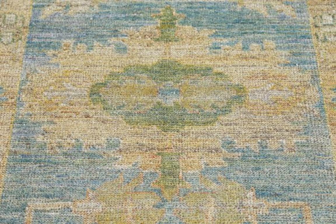Tribale Tappeto Afghanistan Rose Collection - Lana Blu Verde - 90893 in vendita