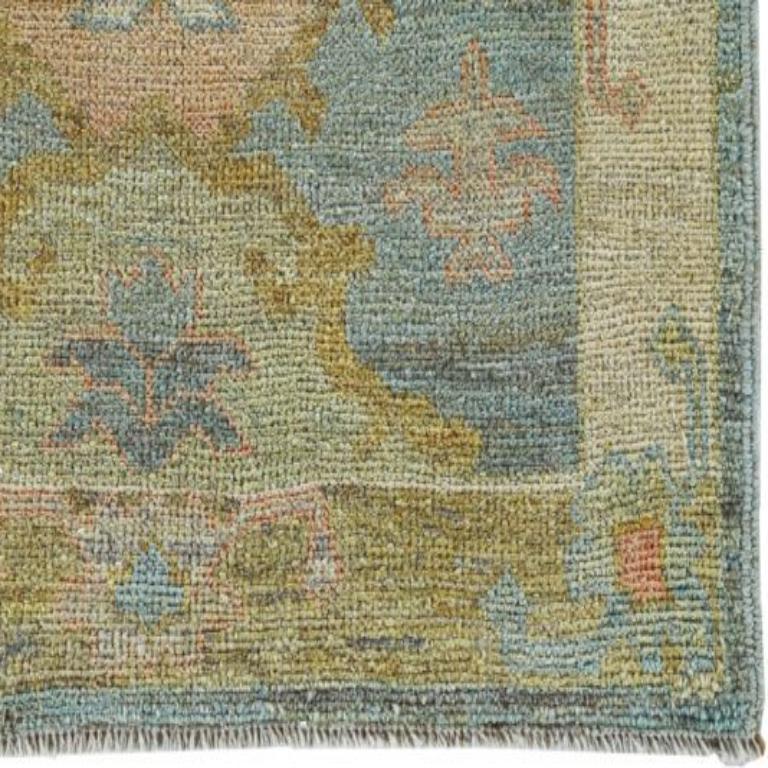 Alfombra de Corredor Colección Afghanistan Rose - Lana Azul Verde Rosa - 90804 Afgano en venta