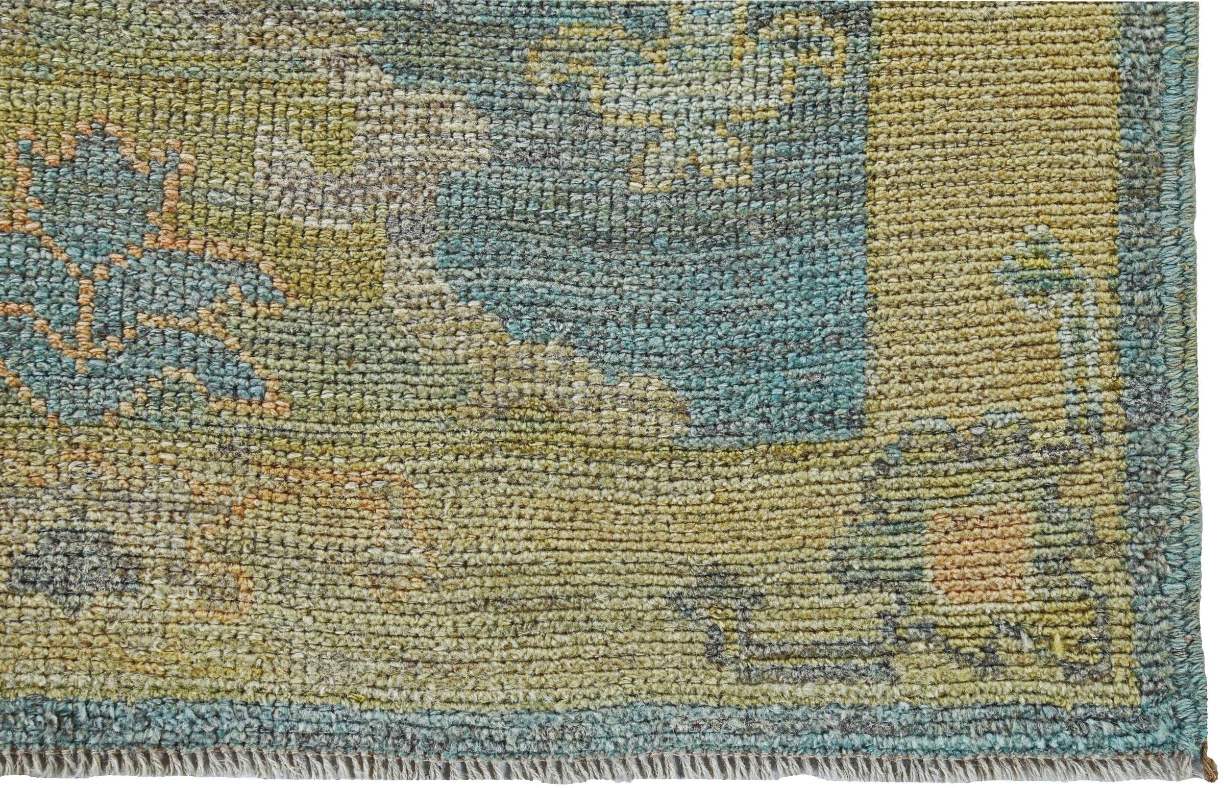20ième siècle Tapis de course Afghanistan Rose Collection - Laine bleu vert rose - 90805 en vente