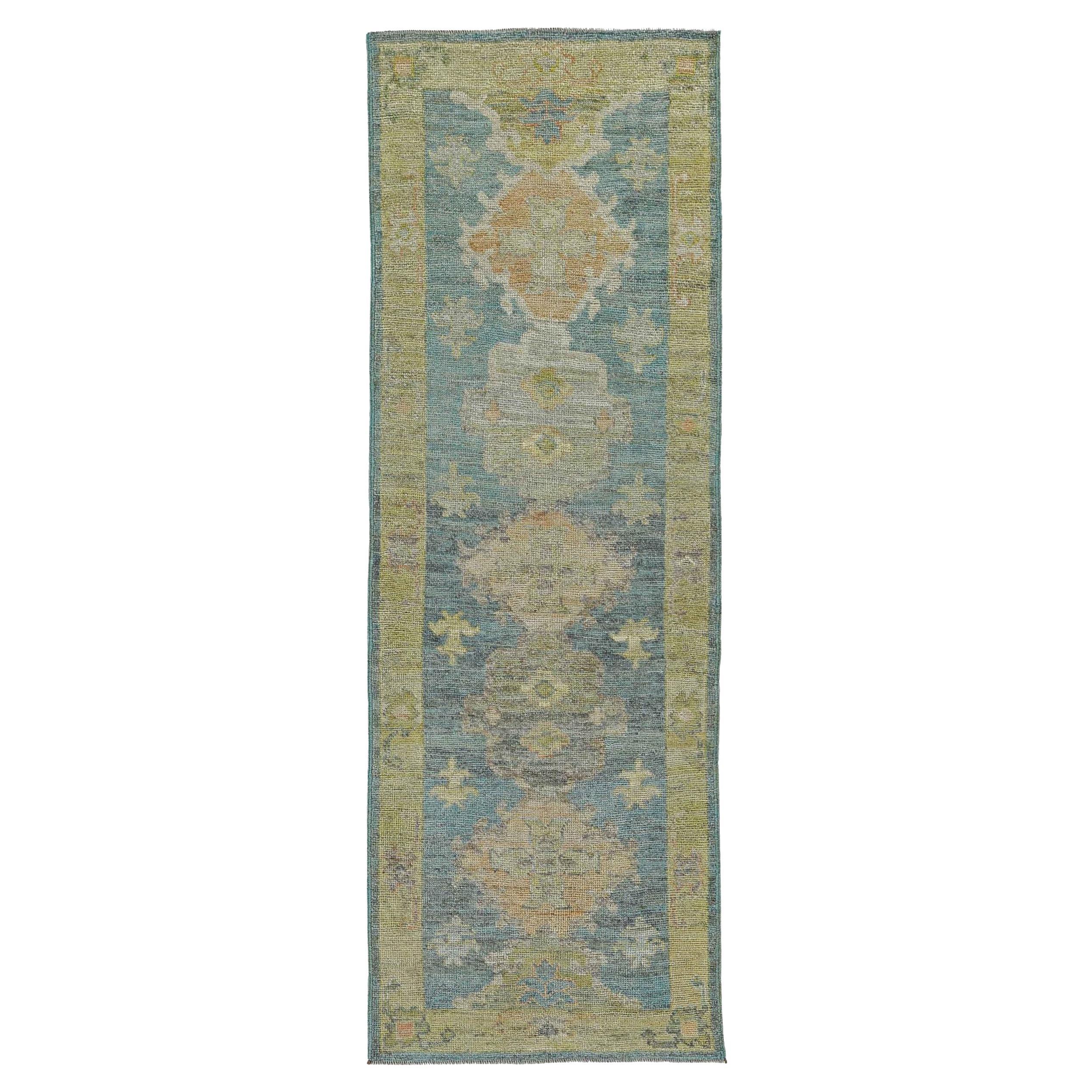 Afghanistan Rose Kollektion Läufer - Wolle Blau Grün Rosa - 90805