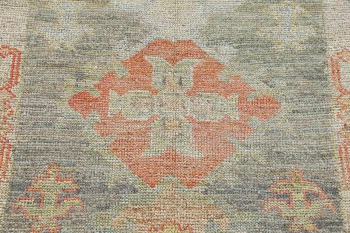 Afghanistan Rose Kollektion Läufer - Wolle Blau Grün Rot - 90887 (Afghanisch) im Angebot