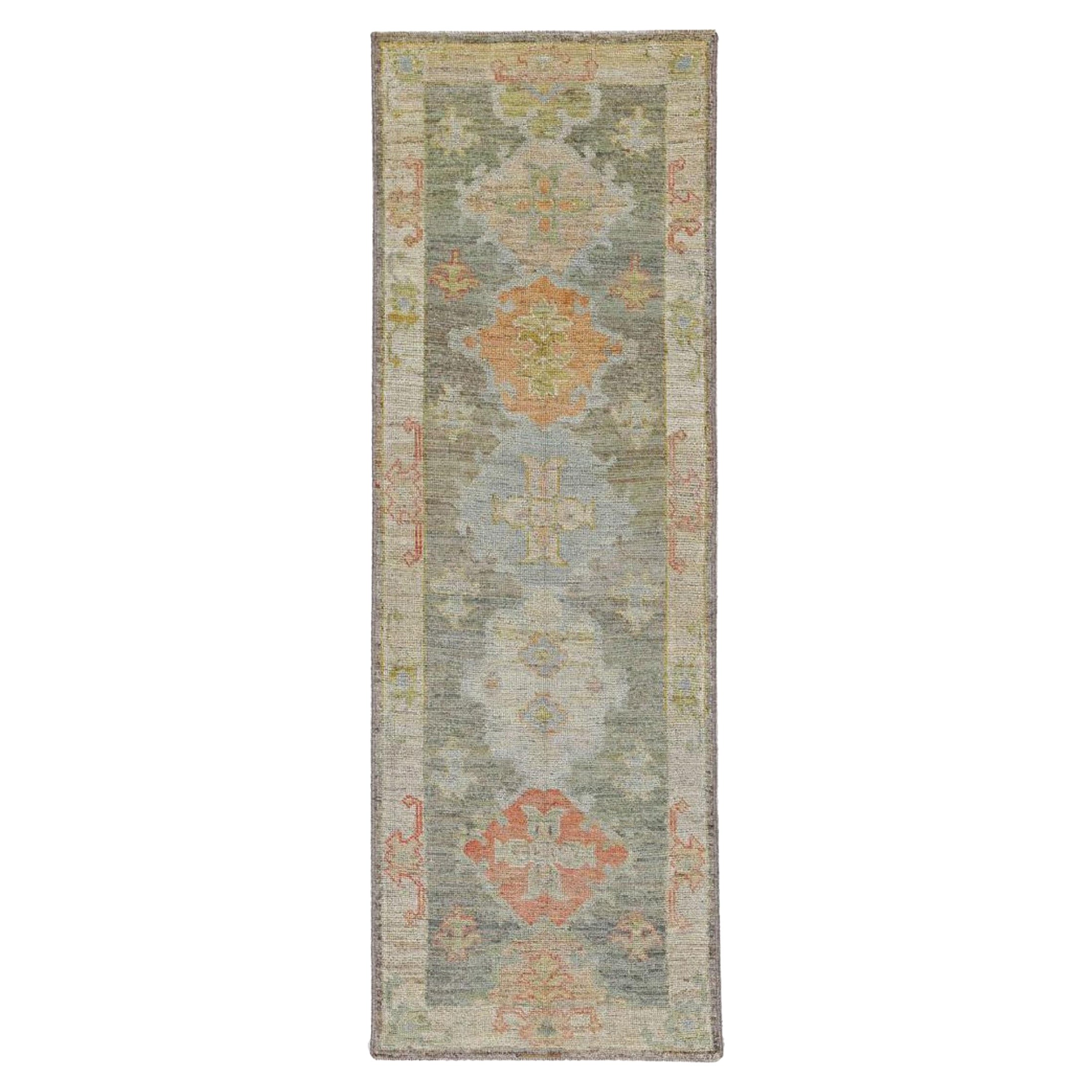 Afghanistan Rose Kollektion Läufer - Wolle Blau Grün Rot - 90887 im Angebot