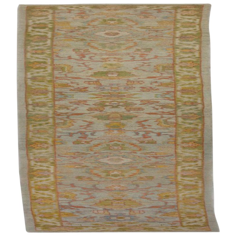 Afghanistan Rose Kollektion Läufer - Wolle Blau Elfenbein - 88551