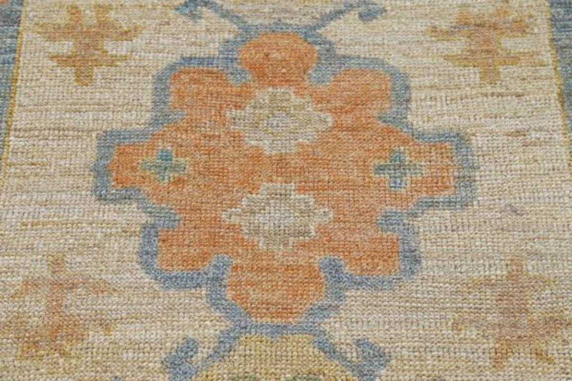 Afghanistan Rose Kollektion Läufer - Wolle Blau Elfenbein - 90978 im Zustand „Hervorragend“ im Angebot in Dallas, TX