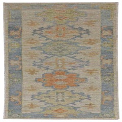 Afghanistan Rose Kollektion Läufer - Wolle Blau Elfenbein - 90978