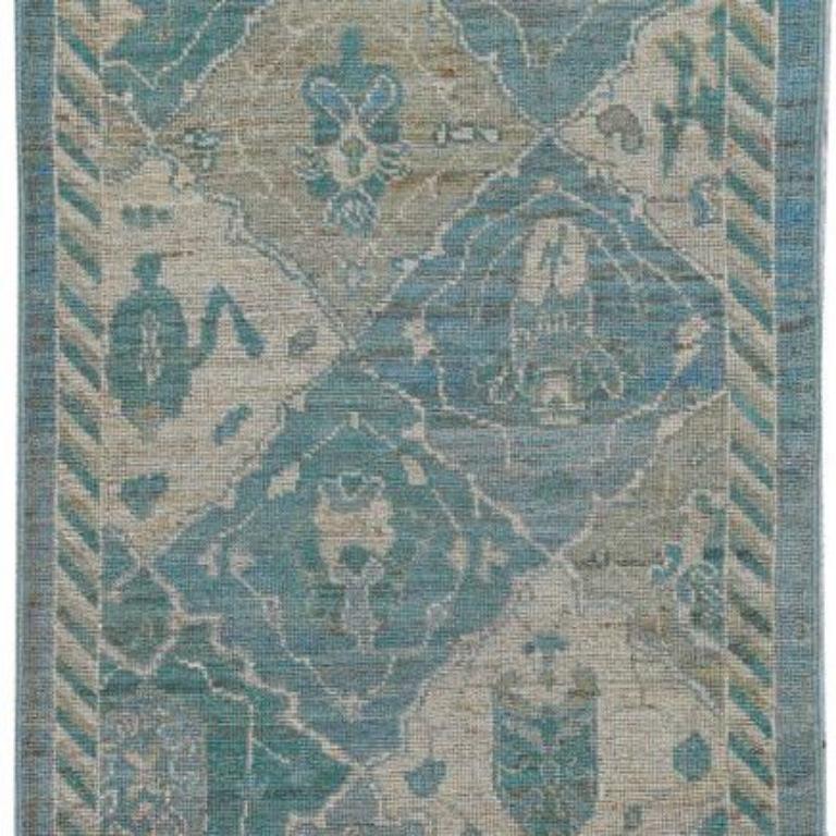 Tribale Tappeto Afghanistan Rose Collection - Lana Blu Avorio - 90999 in vendita