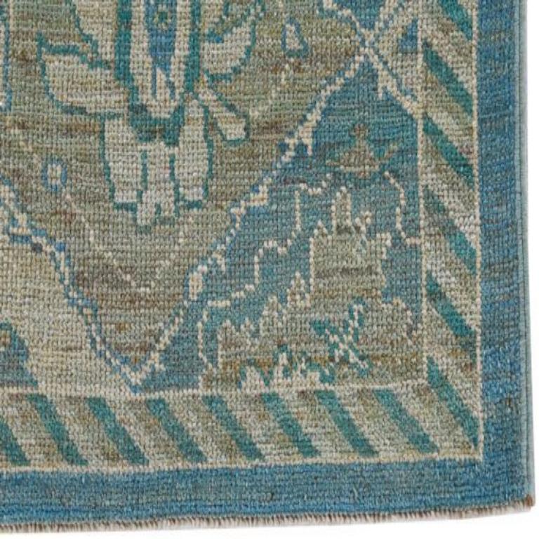 Annodato a mano Tappeto Afghanistan Rose Collection - Lana Blu Avorio - 90999 in vendita