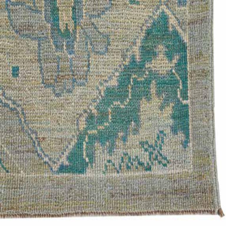 Afghanistan Rose Kollektion Läufer - Wolle Blau Elfenbein - 91000 (Afghanisch) im Angebot