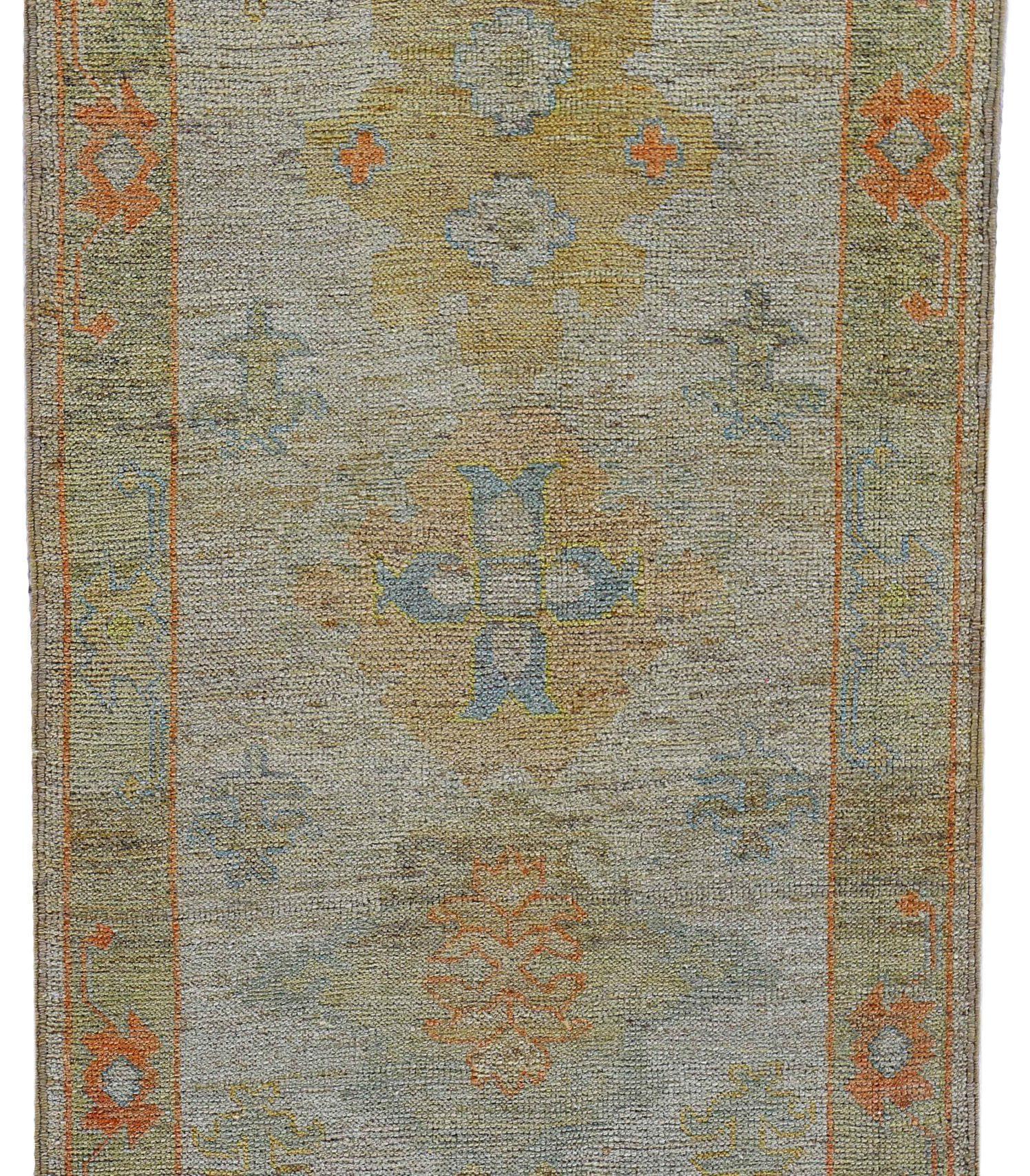 Alfombra de Corredor Colección Afghanistan Rose - Lana Verde Marfil - 90912 Tribal en venta