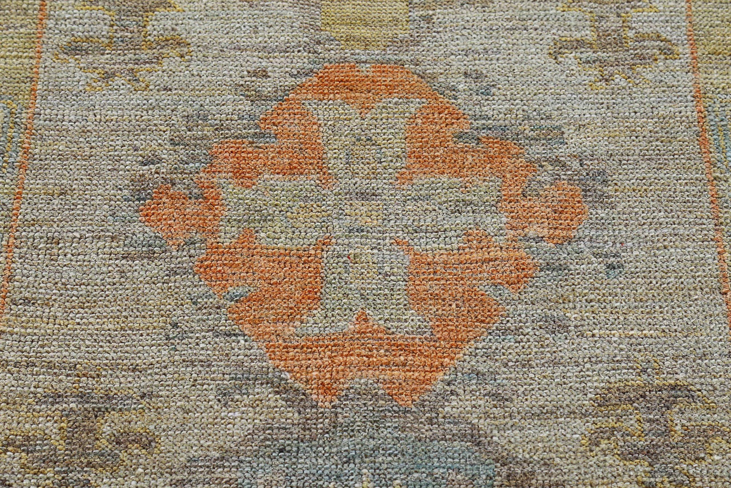 Alfombra de Corredor Colección Afghanistan Rose - Lana Verde Marfil - 90912 Afgano en venta