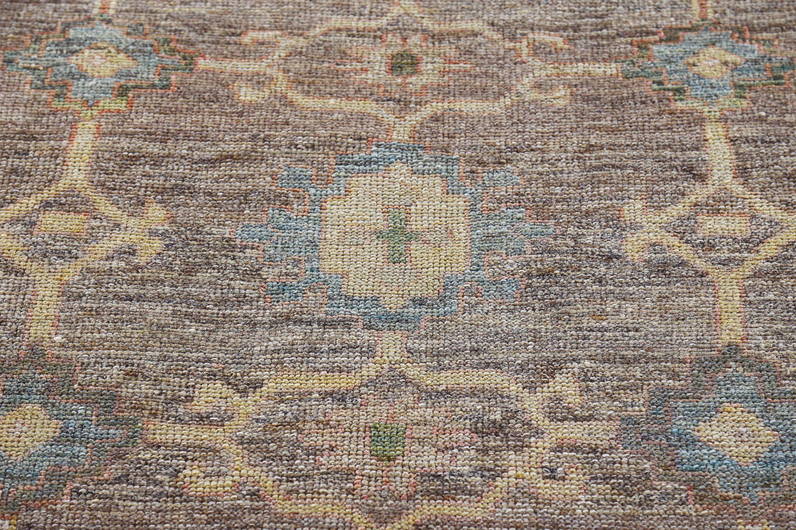 Alfombra Pequeña Colección Afghanistan Rose Circa 1990 - Lana Azul Marrón Marfil - 90775 Afgano en venta