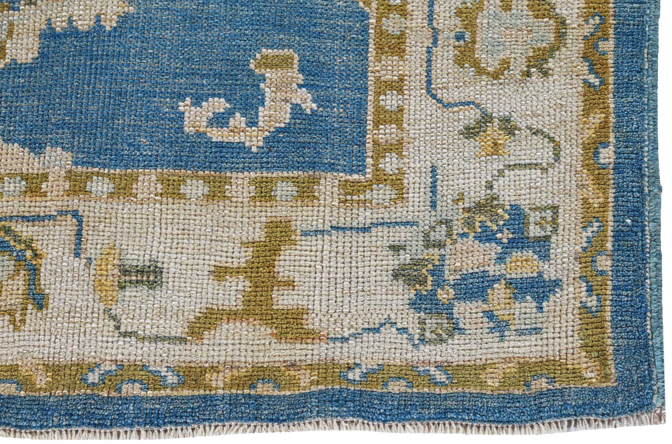 Afghanistan Rose Collection Kleiner Teppich CIRCA 1990 - Wolle Blau Gelb - 90783 (Afghanisch) im Angebot