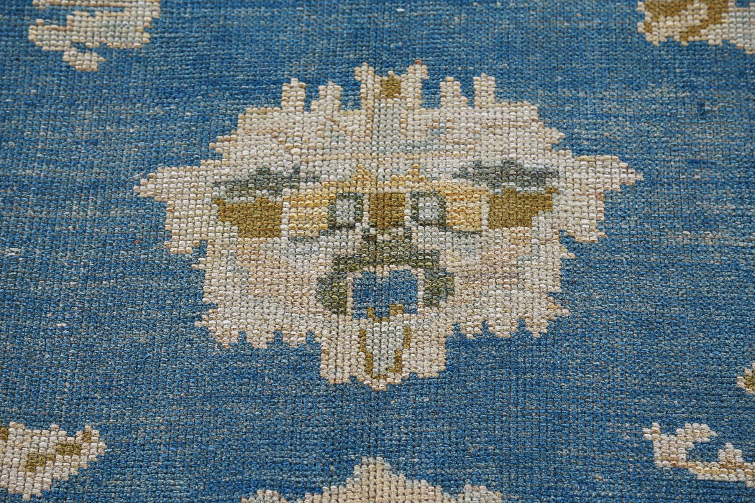 Afghanistan Rose Collection Kleiner Teppich CIRCA 1990 - Wolle Blau Gelb - 90783 im Zustand „Hervorragend“ im Angebot in Dallas, TX