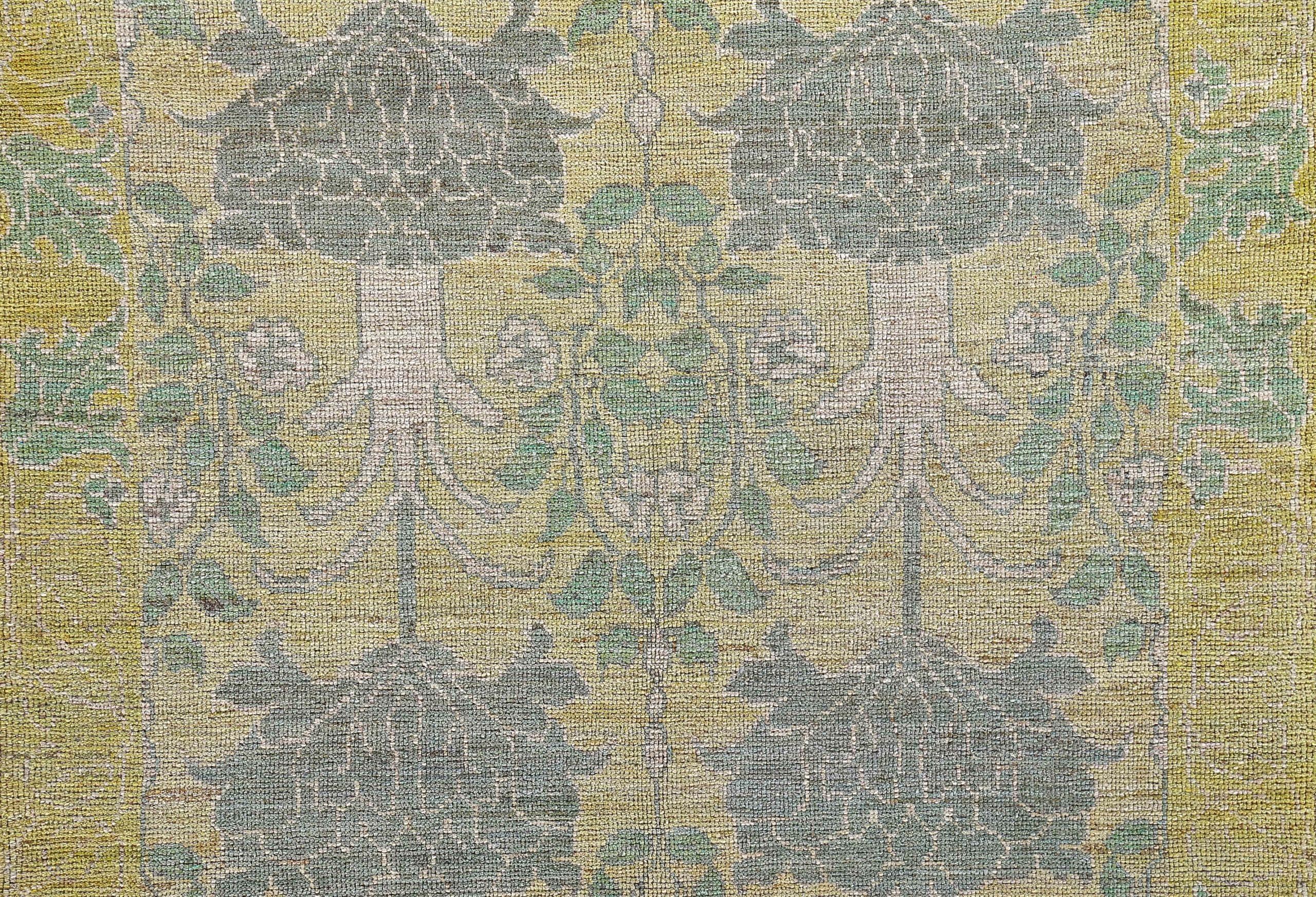 20th Century Afghanistan Rose Collection Small Rug Circa 1990 - Wool Gray Green Ivory - 90901 For Sale