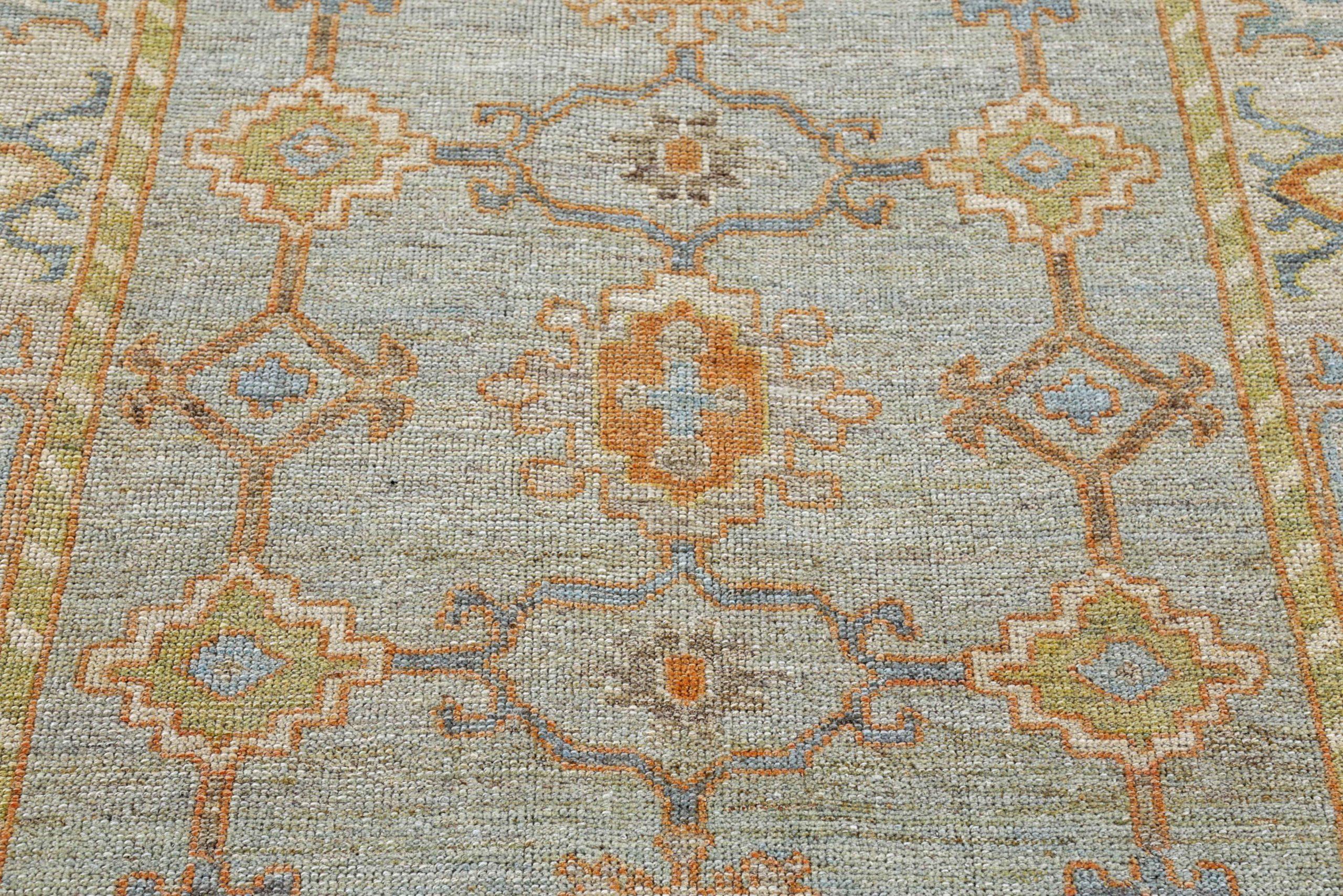 Afghanistan Rose Kollektion Kleiner Teppich - Wolle Blau Grün - 90981 (Stammeskunst) im Angebot