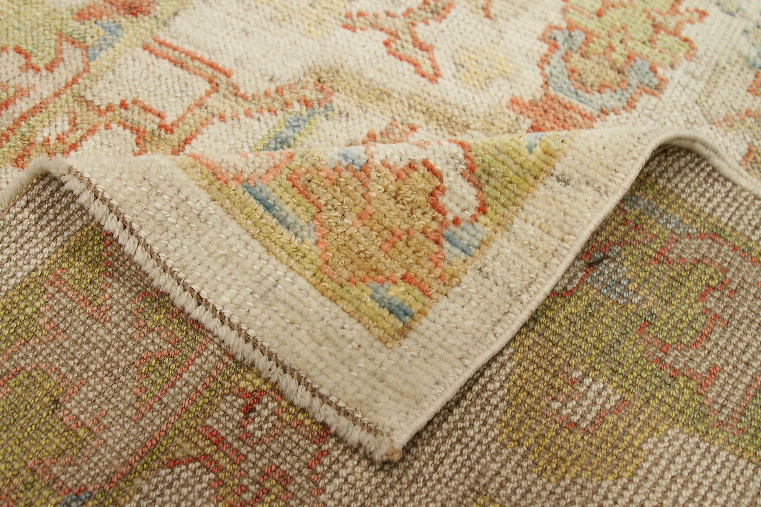 Afghanistan Rose Collection Small Rug - Wool Blue Green Ivory - 88554 In Excellent Condition For Sale In Dallas, TX