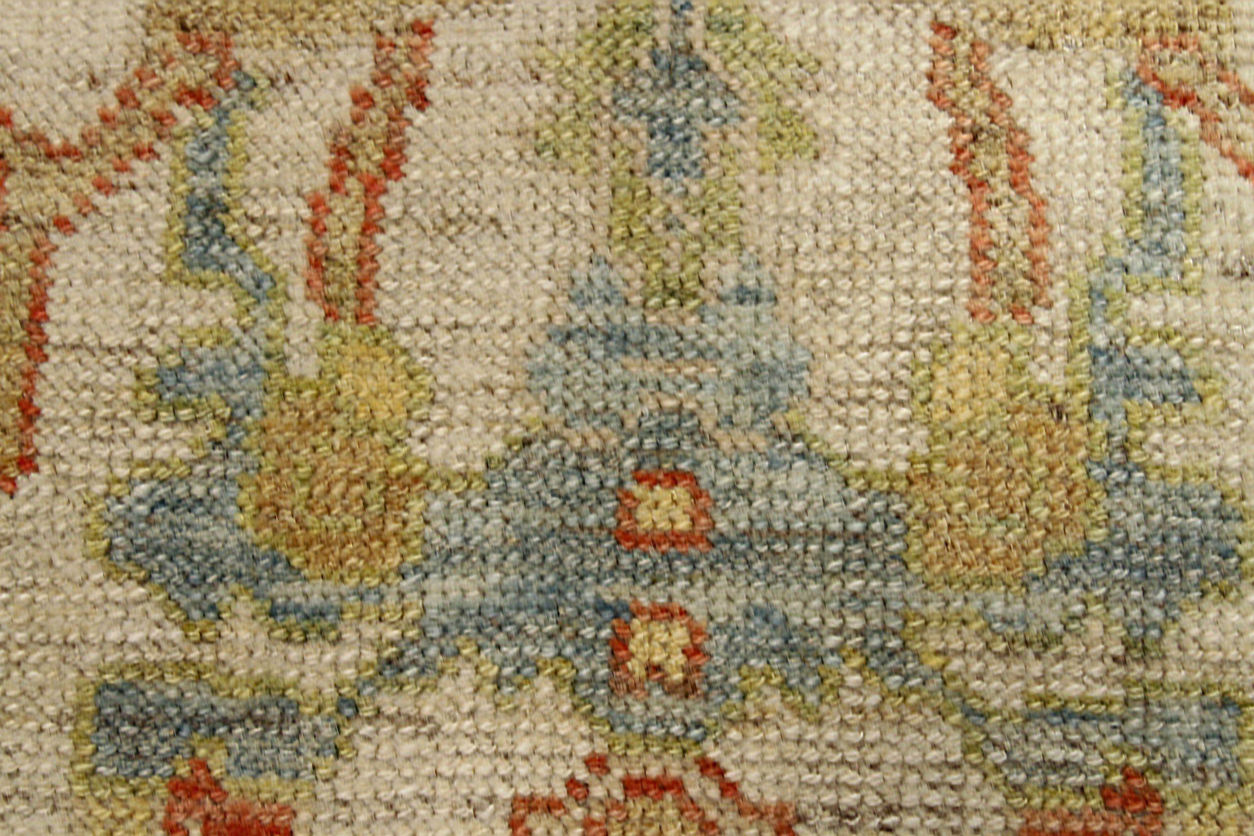 20th Century Afghanistan Rose Collection Small Rug - Wool Blue Green Ivory - 88554 For Sale