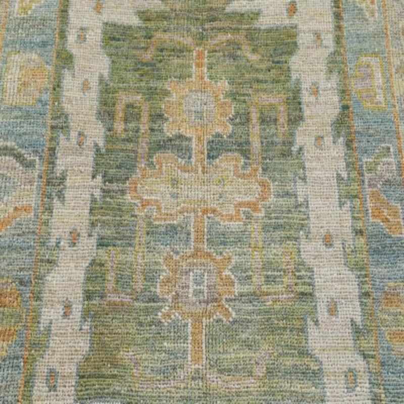 Tribale Tappeto Afghanistan Rose Collection'S - Lana Blu Verde Avorio - 90966 in vendita
