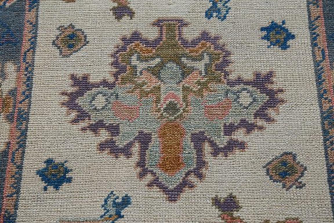 Afghano Tappeto Afghanistan Rose Collection'S - Lana Blu Avorio Rosa - 91044 in vendita