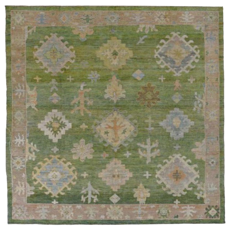 Tappeti quadrati Afghanistan Rose Collection - Lana Blu Rosa - 90939