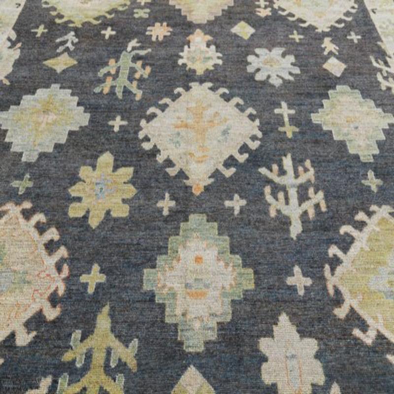Tribal Afghanistan Rose Collection Square Area Rugs - Wool Brown - 90955 For Sale