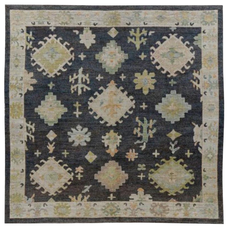 Afghanistan Rose Collection Square Area Rugs - Wool Brown - 90955 For Sale