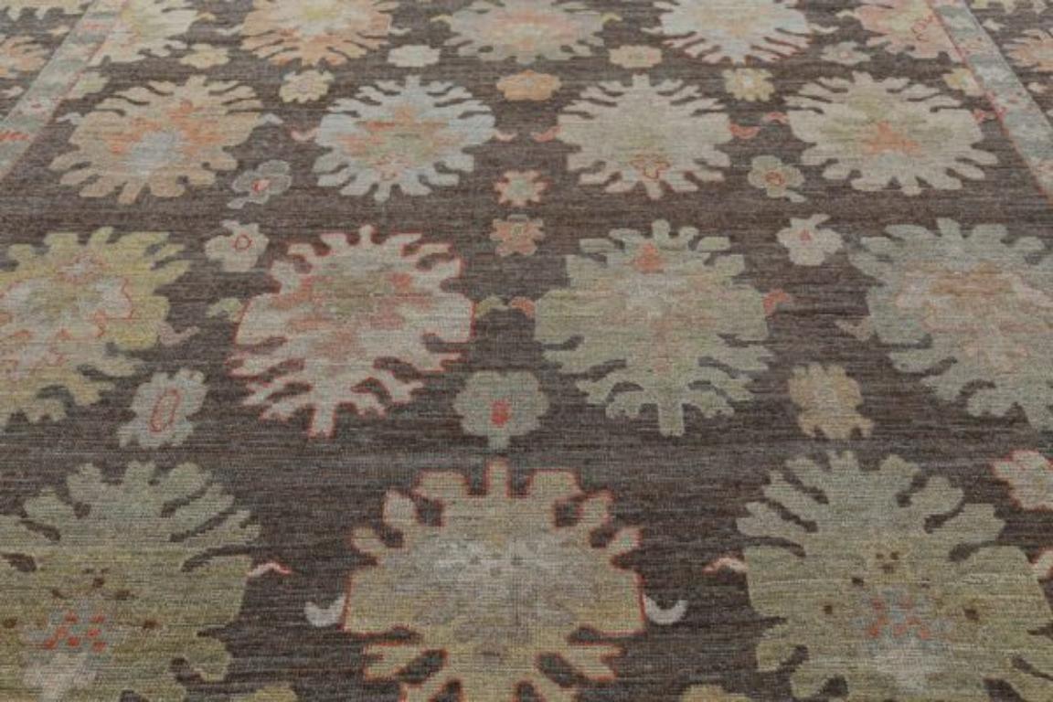 Afghanistan Rose Kollektion Quadratische Teppiche - Wolle Brown - 91038 (Stammeskunst) im Angebot