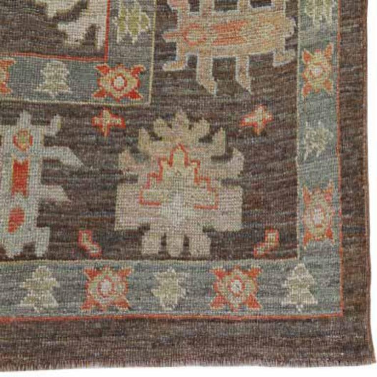 Afghanistan Rose Kollektion Quadratische Teppiche - Wolle Brown - 91038 im Zustand „Hervorragend“ im Angebot in Dallas, TX