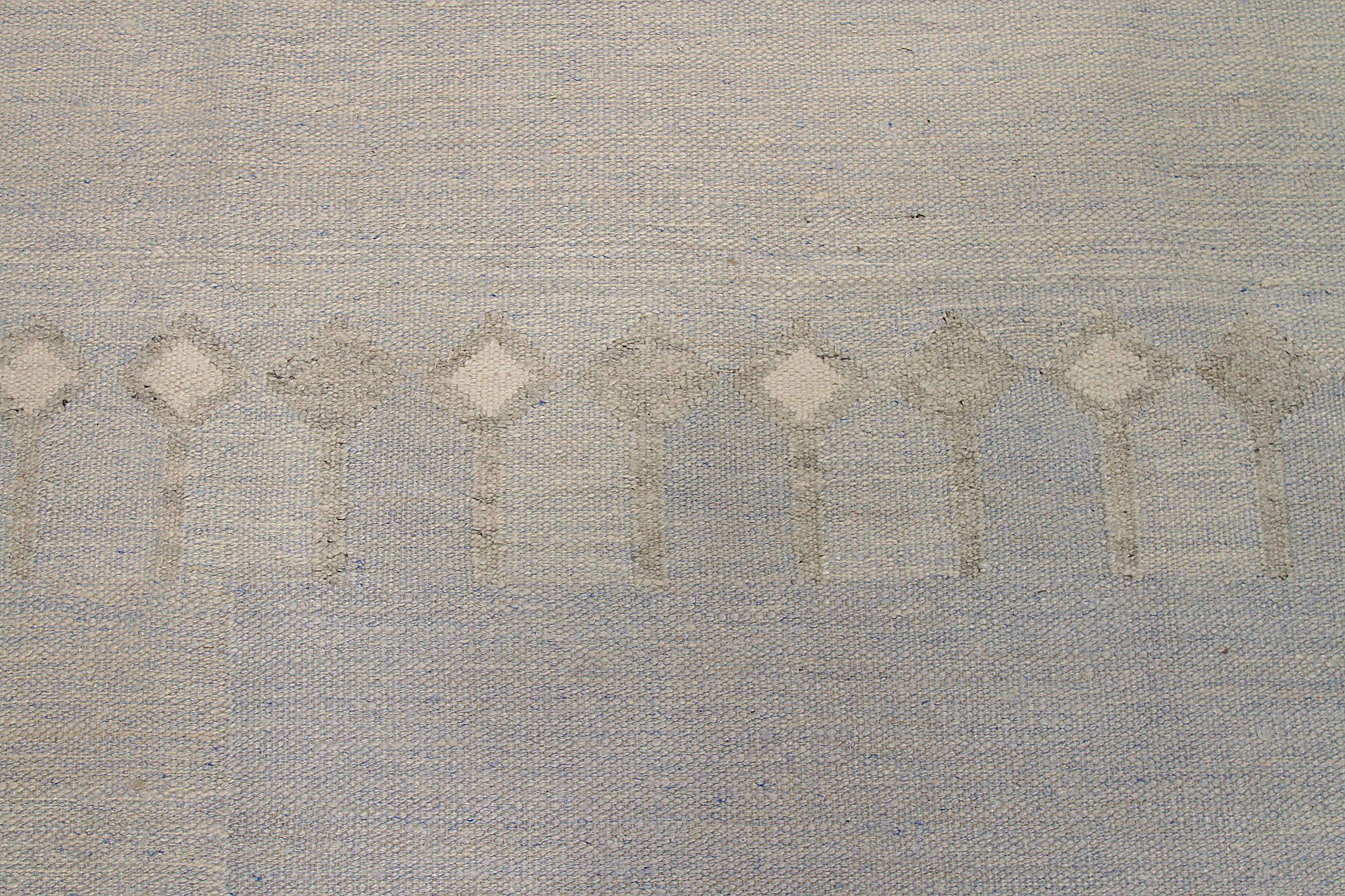 Skandinavische Afghanistan-Teppiche Circa 1990 - Wolle Blau Grau Elfenbein - 92602 (Stammeskunst) im Angebot