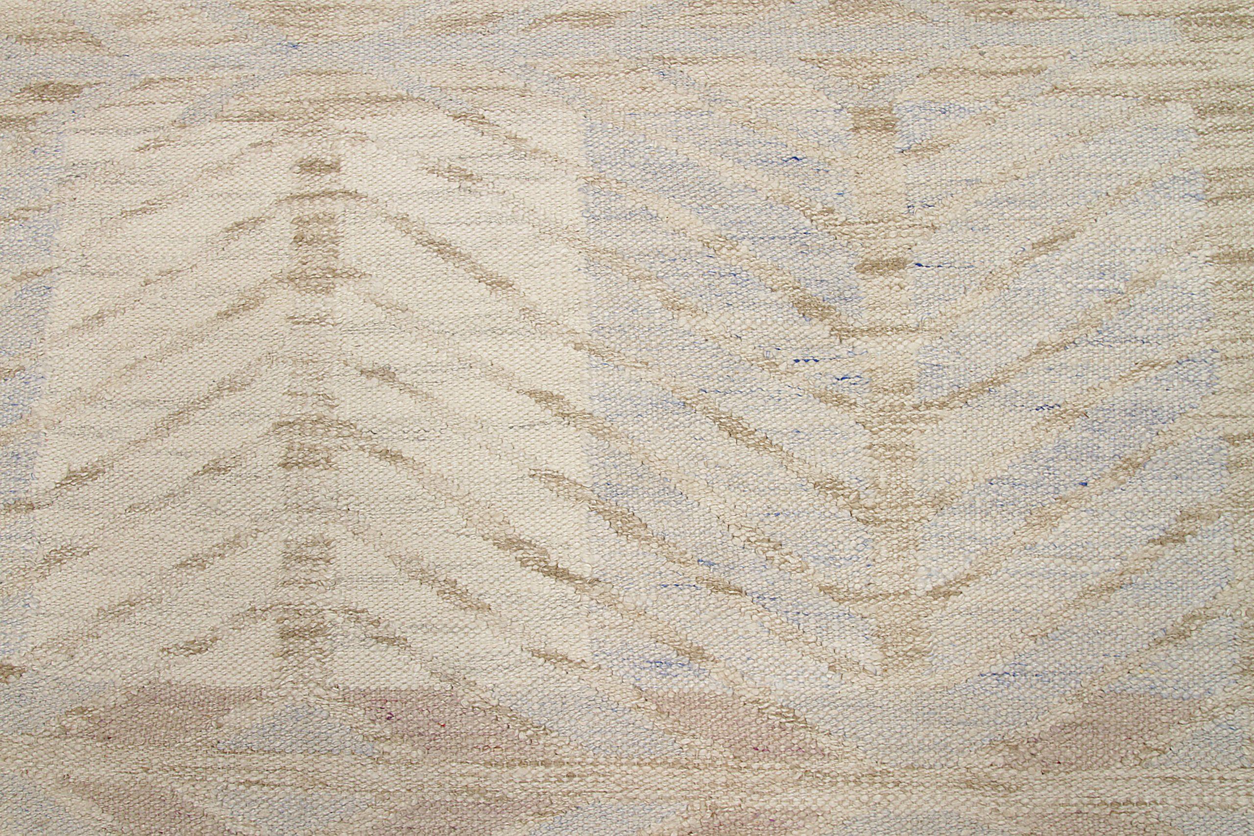 Tribal Tapis scandinaves Afghanistan vers 1990 - Laine bleu ivoire taupe - 92569 en vente