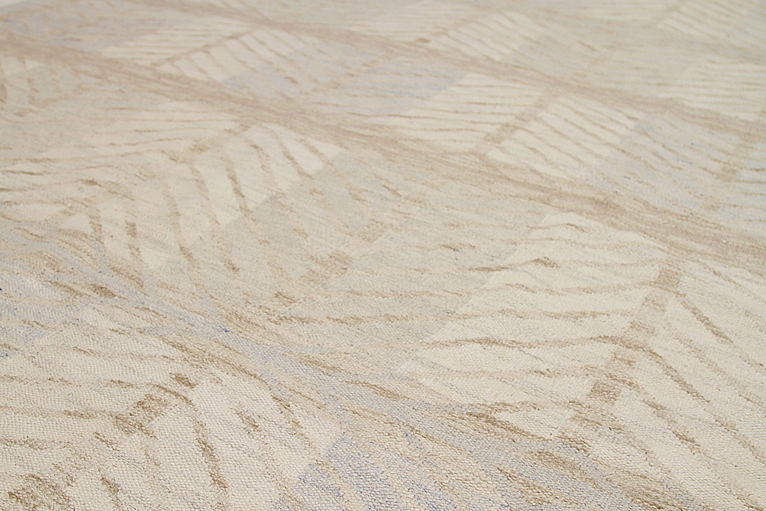 20ième siècle Tapis scandinaves Afghanistan vers 1990 - Laine bleu ivoire taupe - 92569 en vente
