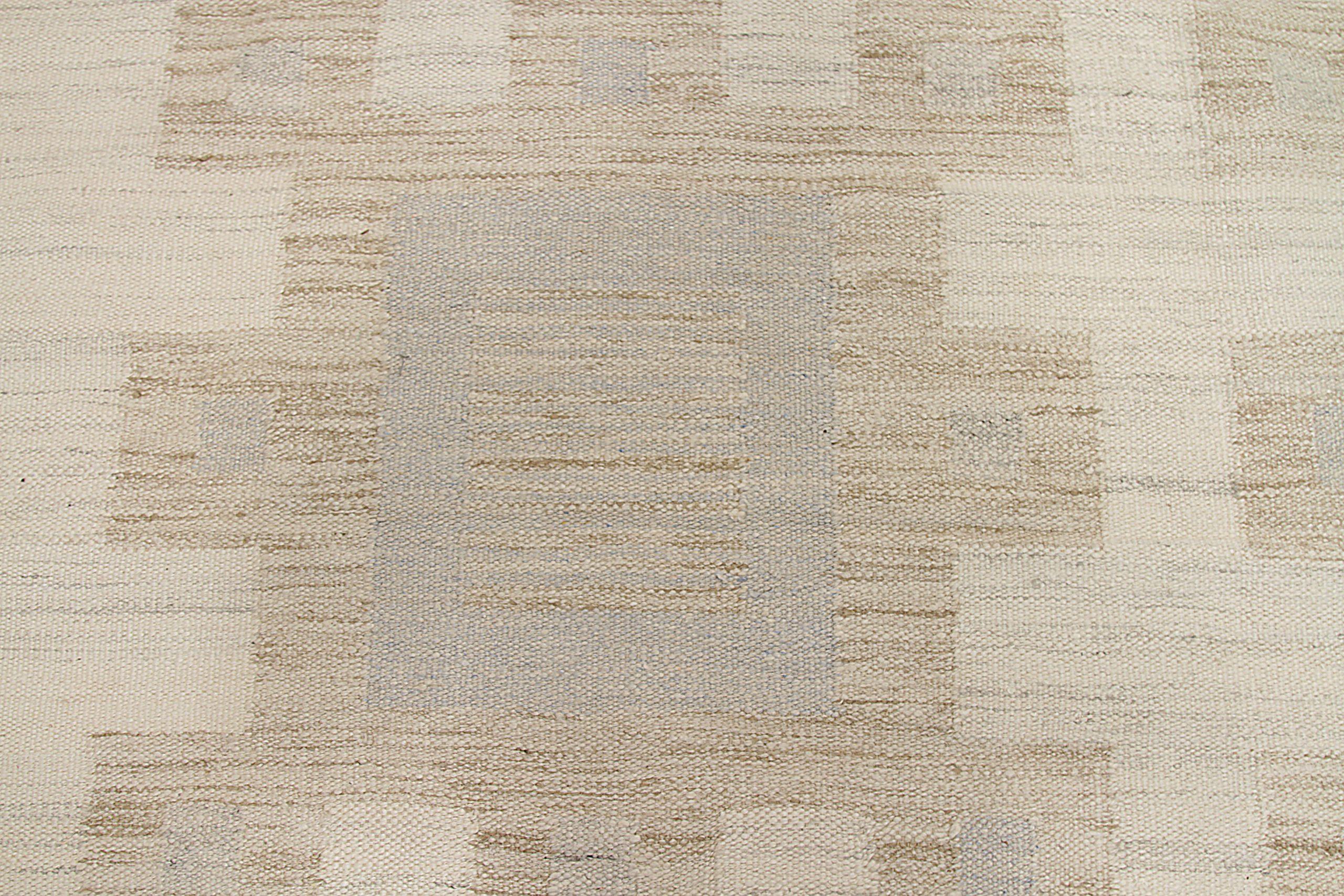 Tribal Afghanistan Scandinavian Area Rugs Circa 1990 - Wool Blue Ivory Taupe - 92596 For Sale