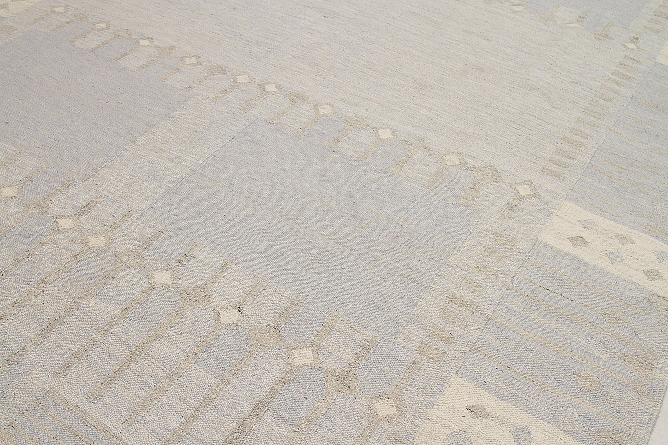 Skandinavische Afghanistan-Teppiche Circa 1990 - Wolle Grau Elfenbein Design - 92581 (Afghanisch) im Angebot
