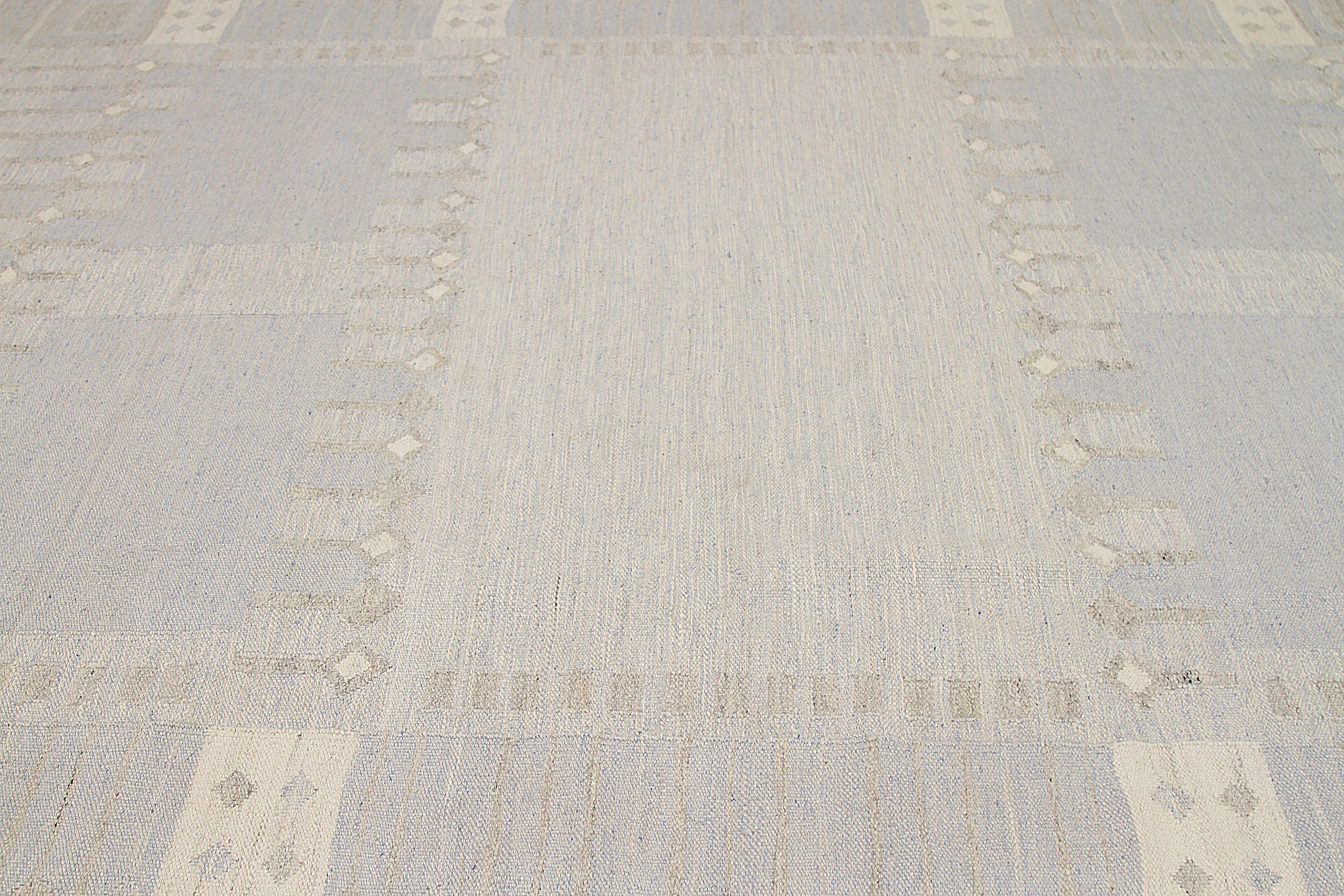 Skandinavische Afghanistan-Teppiche Circa 1990 - Wolle Grau Elfenbein Design - 92581 im Zustand „Hervorragend“ im Angebot in Dallas, TX