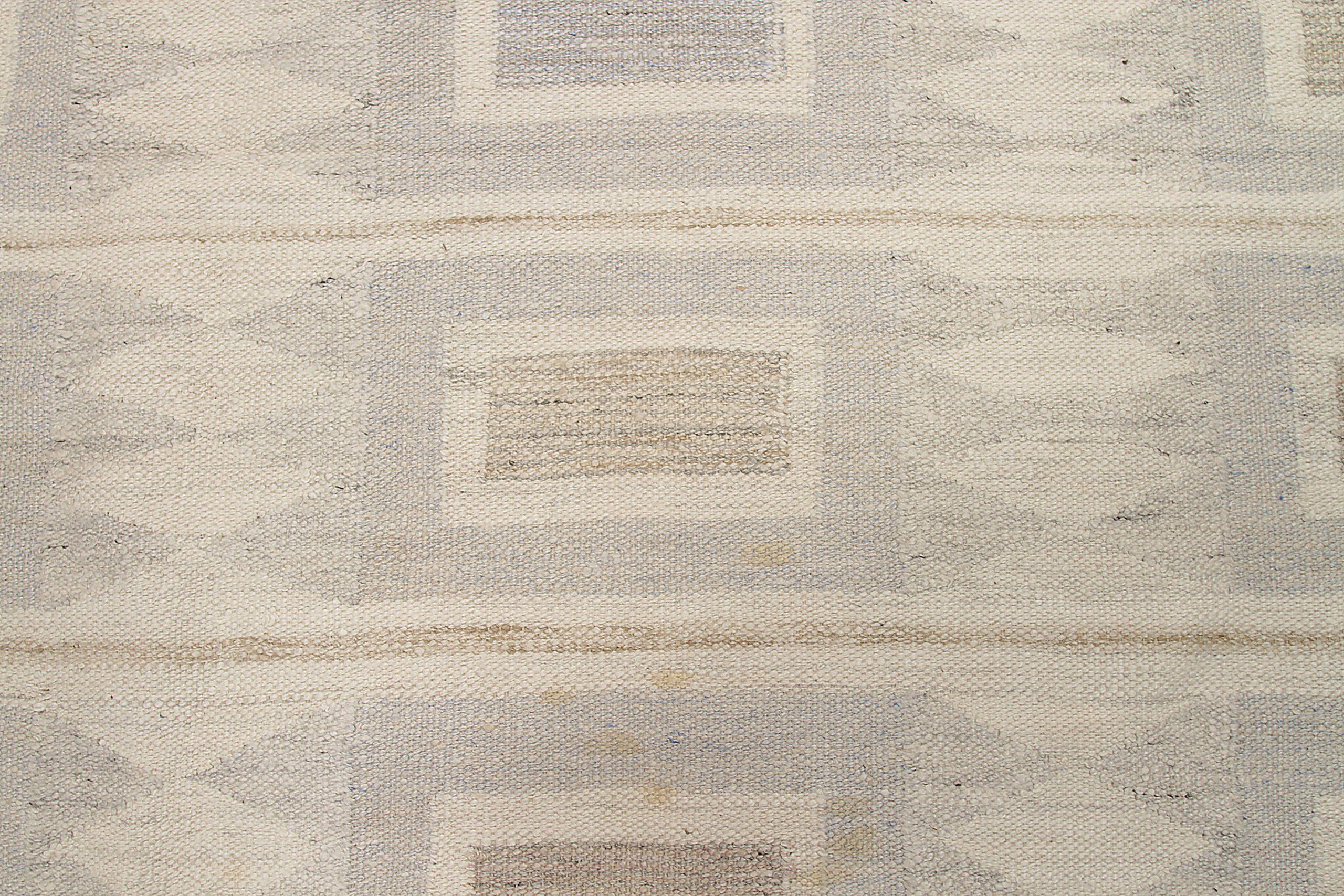 Tribal Afghanistan Scandinavian Area Rugs Circa 1990 - Wool Gray Ivory Taupe - 92580 For Sale
