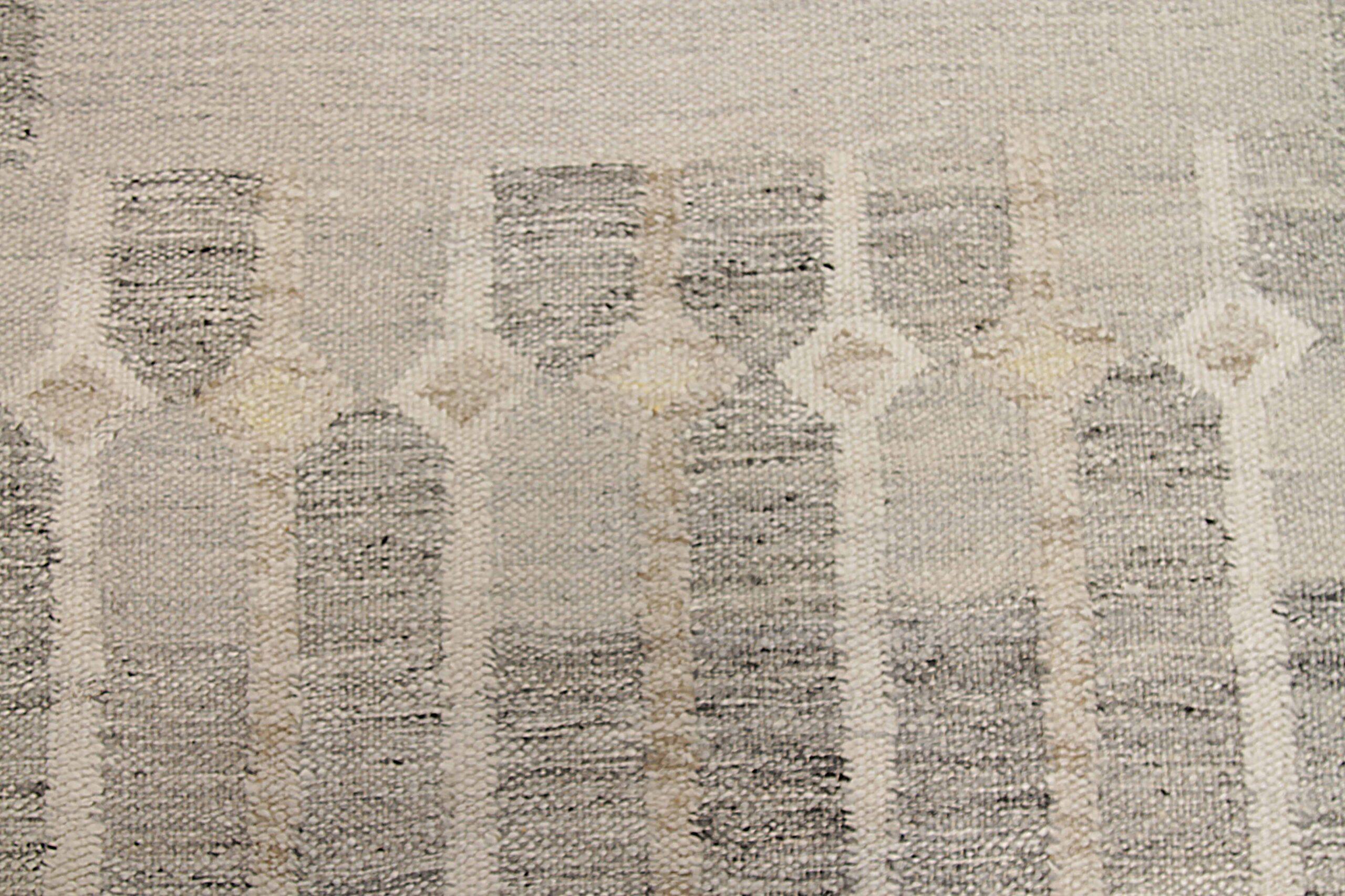 20ième siècle Afghanistan Tapis de sol scandinave Circa 1990 - Laine Gris Ivoire Jaune - 92591 en vente